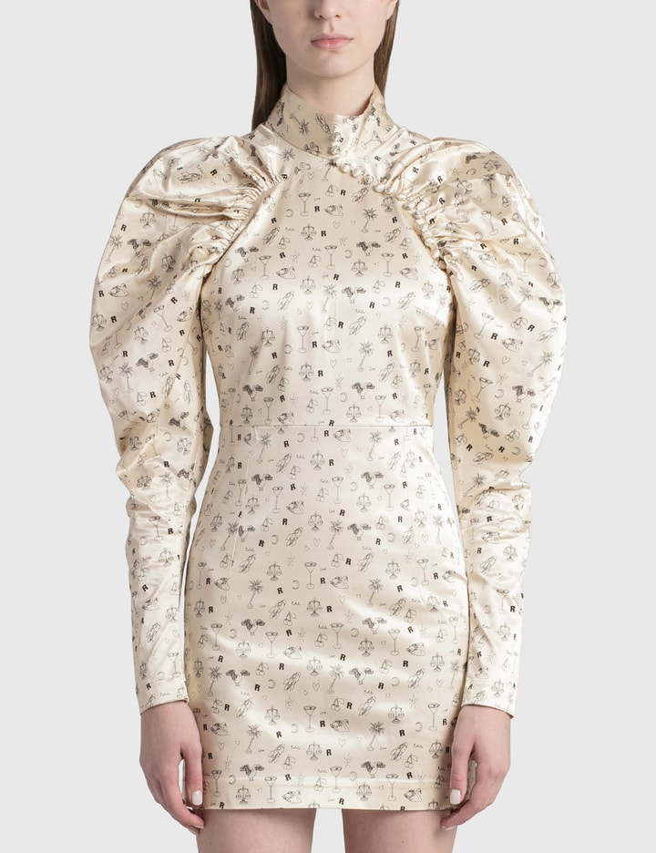 Rotate Birger Christensen Rotate Miki Allover Graphic Printed Mockneck Dress In White