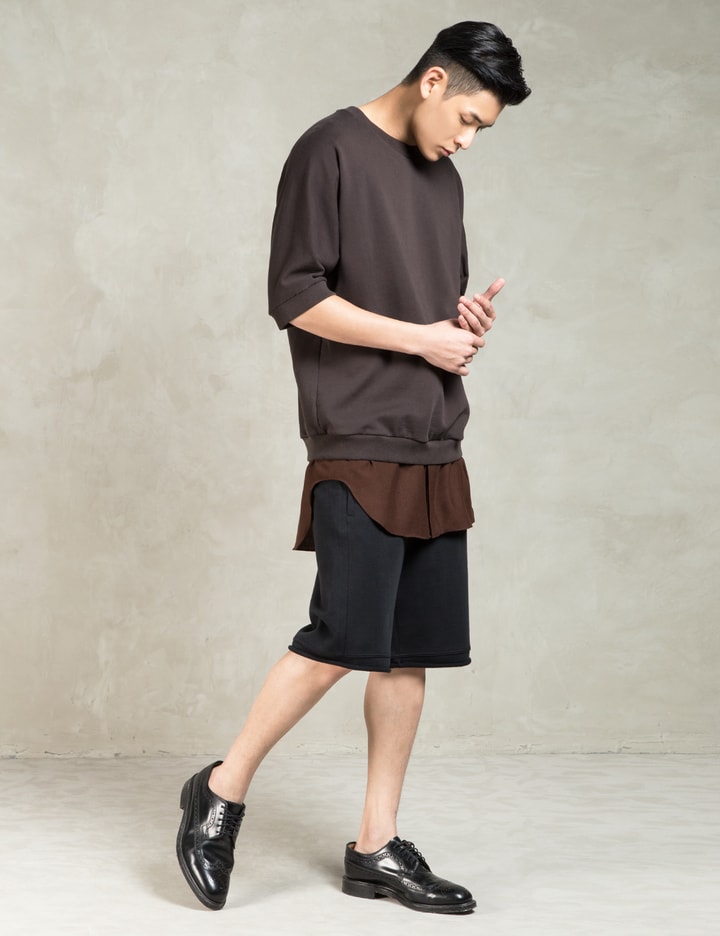 Dark Cocoa S/S Pullover With Flannel Shirt Tail Placeholder Image