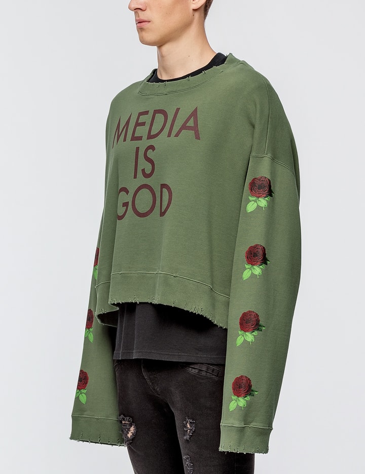 Distressed "Media Is God" Sweatshirt Placeholder Image