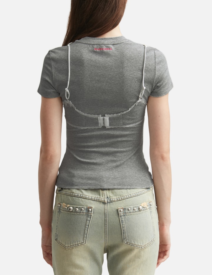 Grey Lace-Trim Bralette Detail T-Shirt view 4