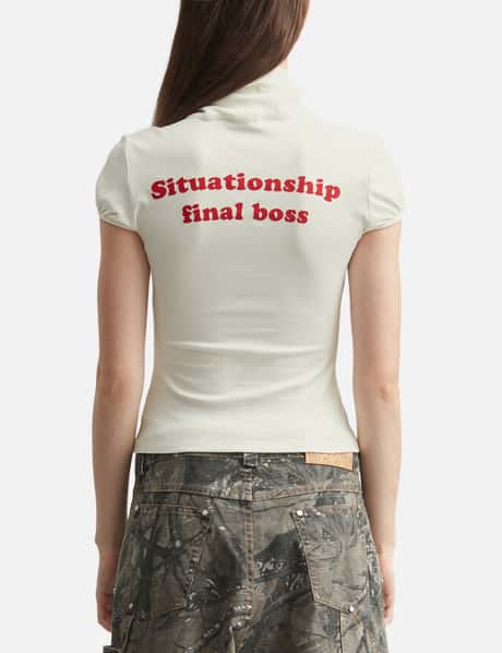 White Print Tie-Front Short Sleeve T-Shirt view 12