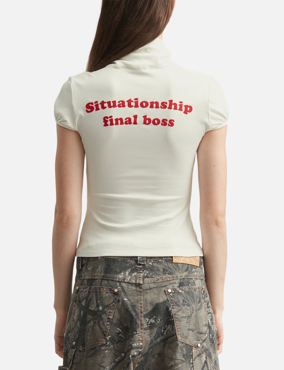 White Print Tie-Front Short Sleeve T-Shirt view 19