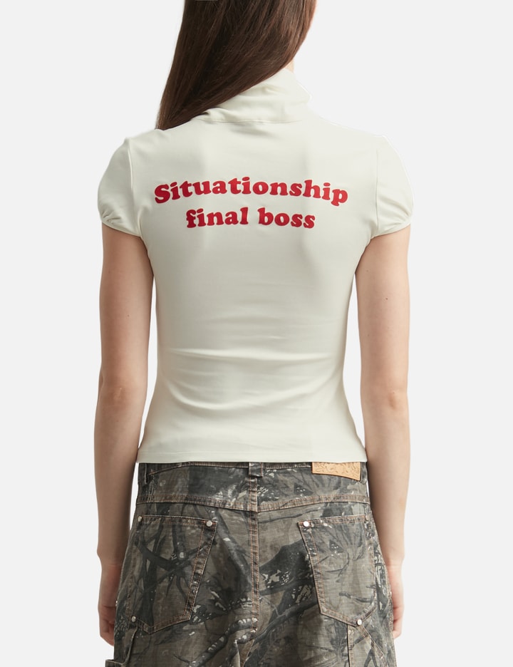 White Print Tie-Front Short Sleeve T-Shirt view 4