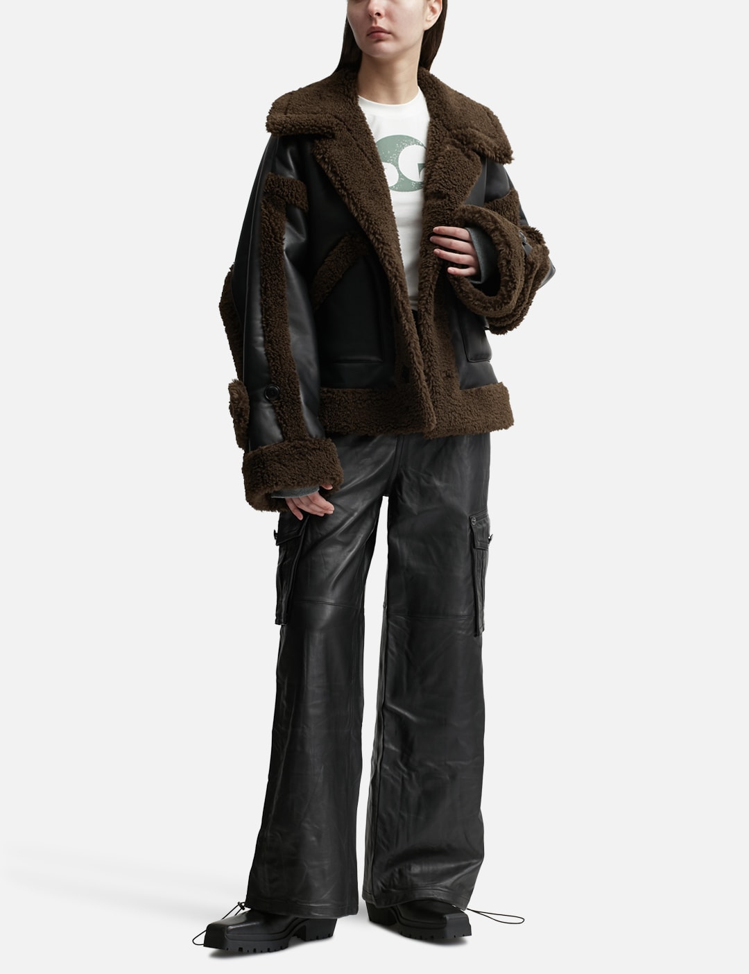 LEATHER CARGO PANTS view 16