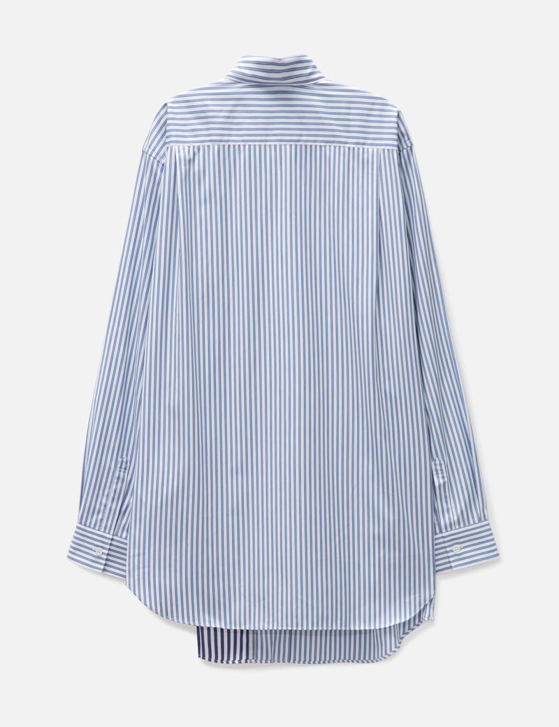 Comme Des Garçons Shirt stripe-print asymmetric shirt - Blue