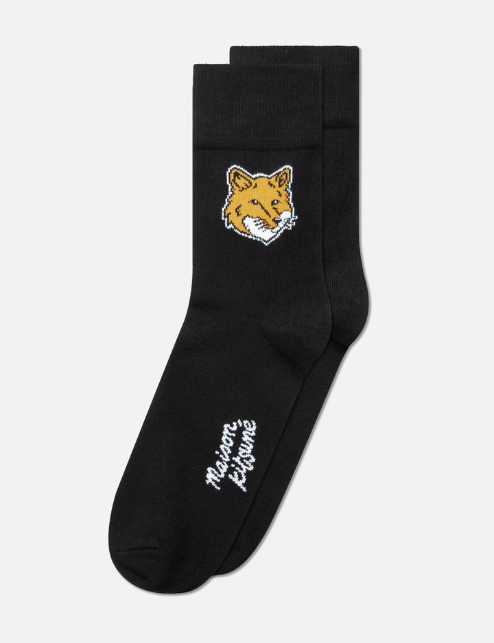 Maison Kitsuné Fox Head Socks In Black