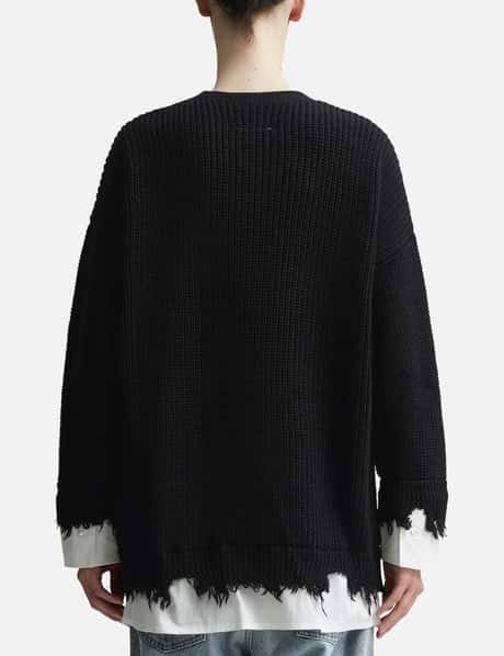 MM6 Maison Margiela Black Distressed Sweater