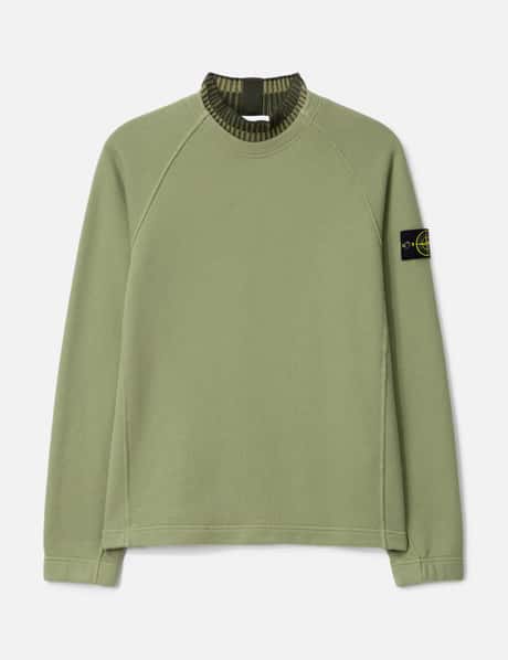 스톤 아일랜드 Organic Cotton Diagonal Fleece Crewneck Sweatshirt