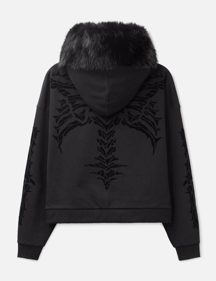 Thought We Friends "Aaron" Black Skeleton Zip-Up Hoodie With Faux Fur Hood
