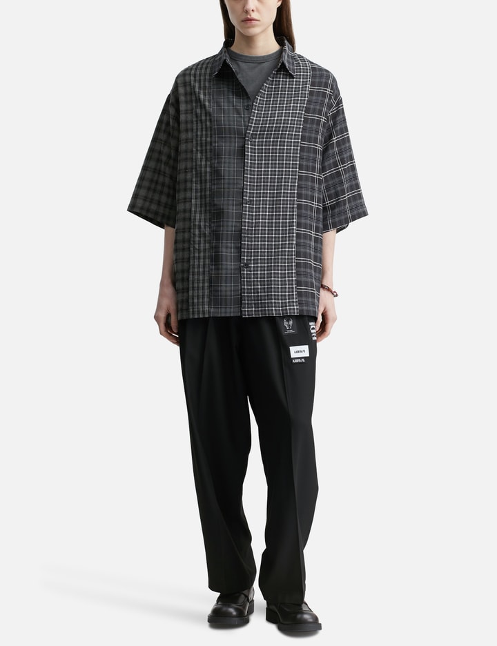 AJOBYAJO Check Mixed Short Sleeve Shirt