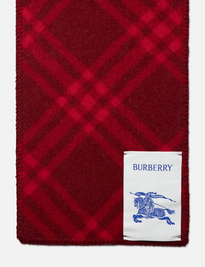 Shop Burberry Check Wool Scarf In Red