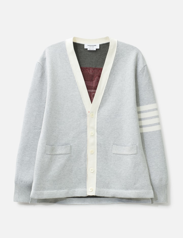 톰브라운 Crest Intarsia Jacquard 4-Bar Rugby Fit Cardigan