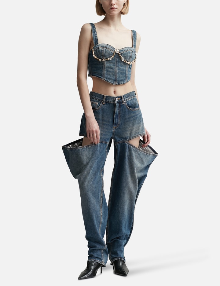 Crystal Embellished Slit Jeans Placeholder Image