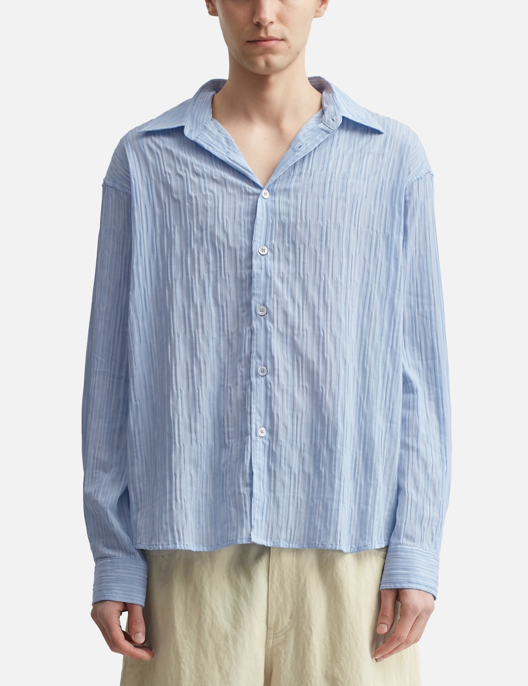 Semi-Overfit Wrinkle Stripe Shirt view 11