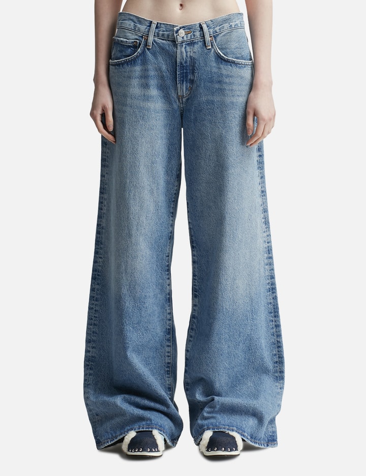 Agolde Clara Stretch Low-rise Wide-leg Jeans In Blue
