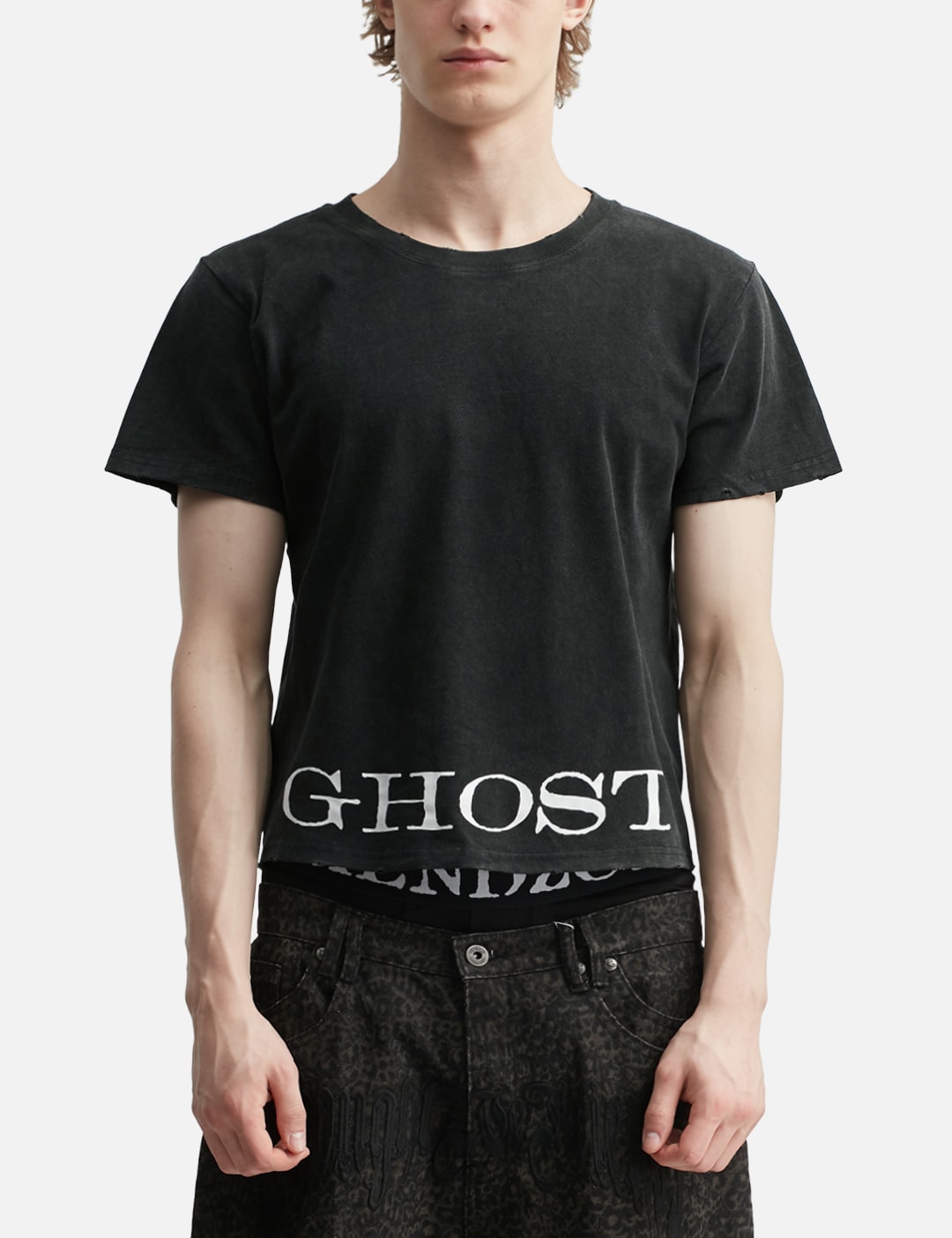 "Caspian" Ghost Fitted T-Shirt In Washed Black view 11
