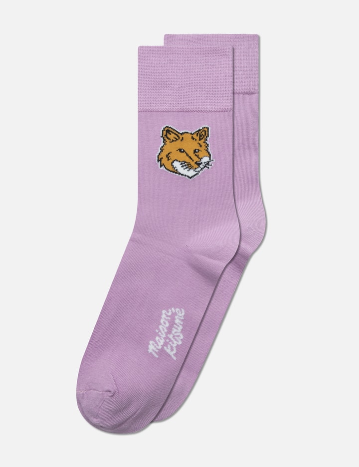 Maison Kitsuné Fox Head Socks In Purple