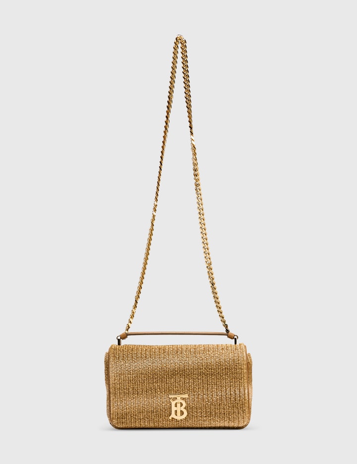Shop Burberry Small Raffia-effect Lola Bag In Brown