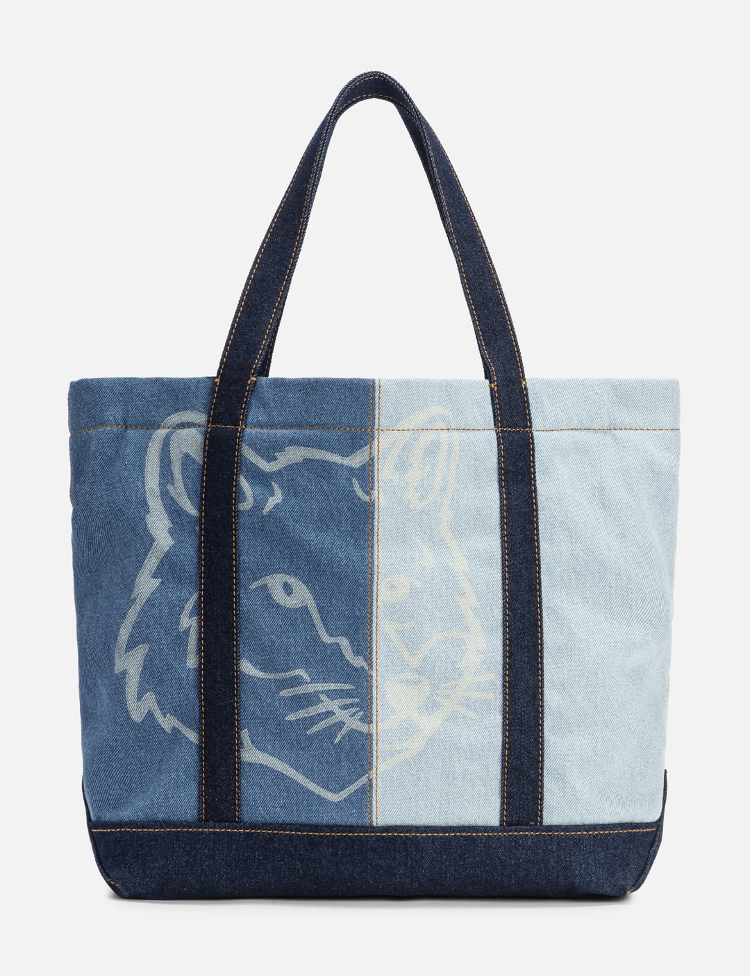 メゾンキツネ - FOX HEAD MEDIUM DENIM TOTE | HBX - ハイプビースト 