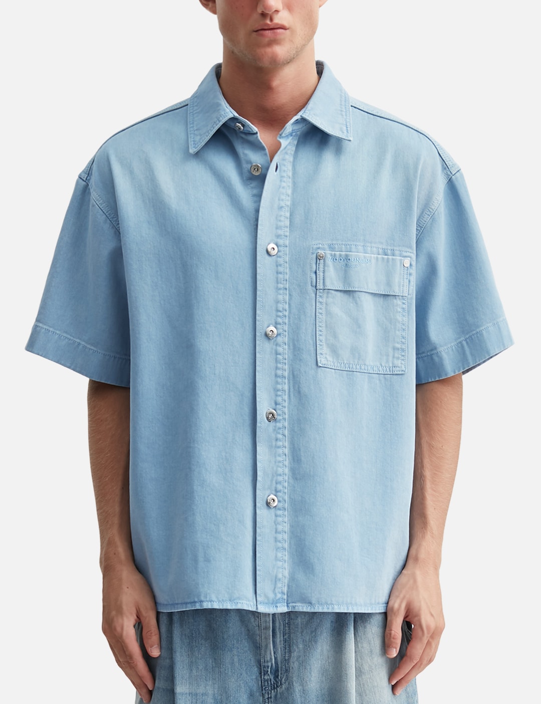 Blue Denim Back Logo Short Sleeve Shirt view 18