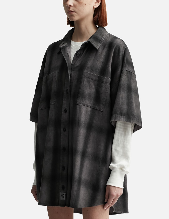 Pre-Styled Shadow Plaid Shirt Dress Placeholder Image