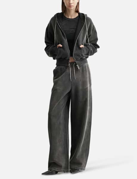 T By Alexander Wang Cropped Zip-Up Hoodie with Crystal Hotfix