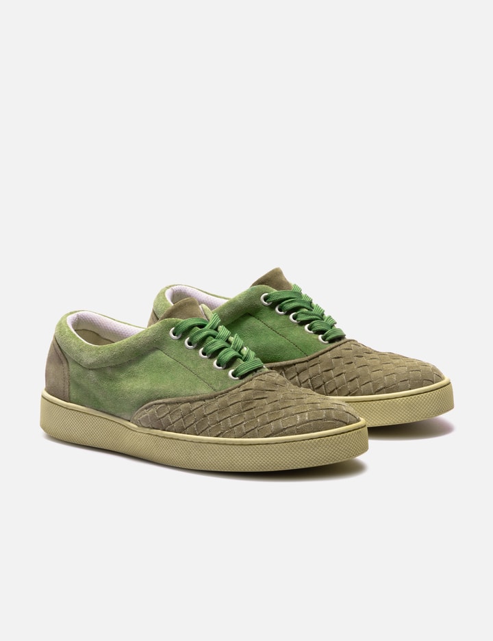 Bottega Veneta Intrecciato Woven Suede Low Sneakers In Multi