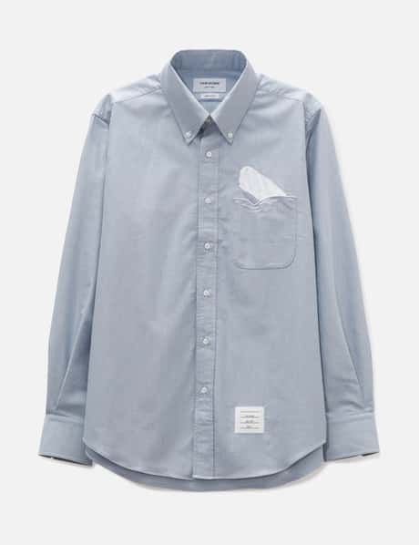 Thom Browne - Solid Oxford Embroidered Whale Shirt