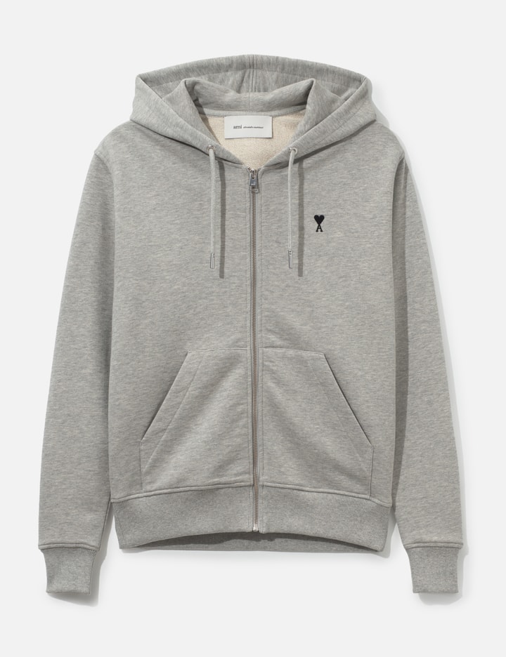 Ami Zipped Cotton Hoodie With Ami De Coeur