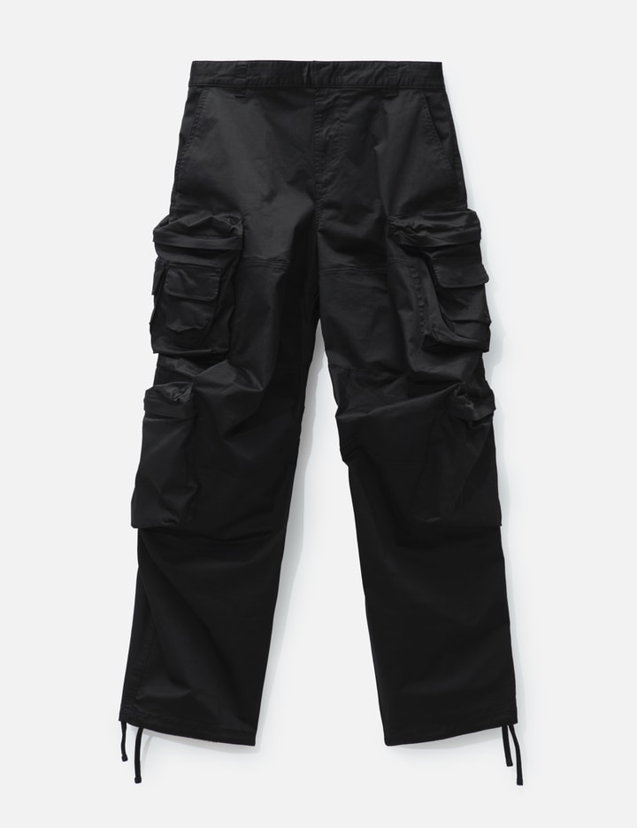 Shop Diesel Cargo Pants In Stretch Cotton Satin In Black