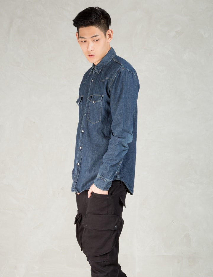 Indigo 6 Months Wash 6 Oz Denim Western Shirt Placeholder Image