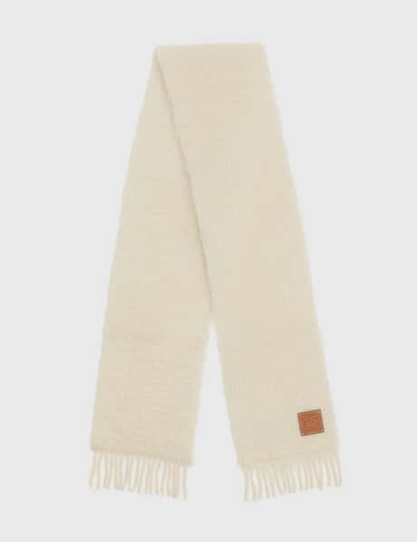 LOEWE Anagram Scarf in White Wool and Mohair for Women Fringed mohair and wool-blend scarf in white - Loewe | Mytheresa main image 4