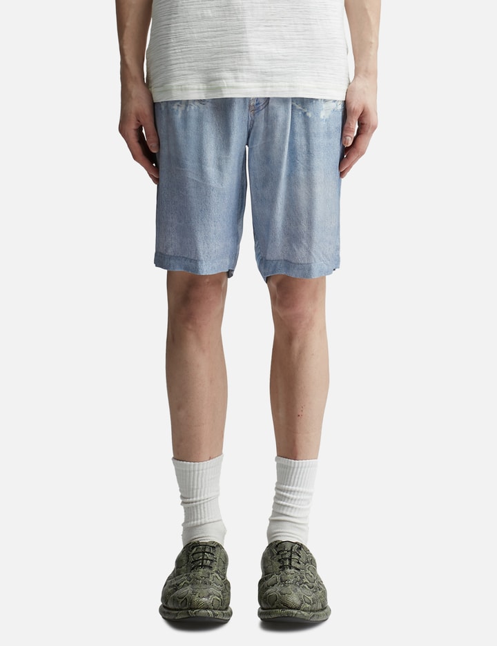 Shop Diesel Trompe Loeil Denim Shorts In Blue