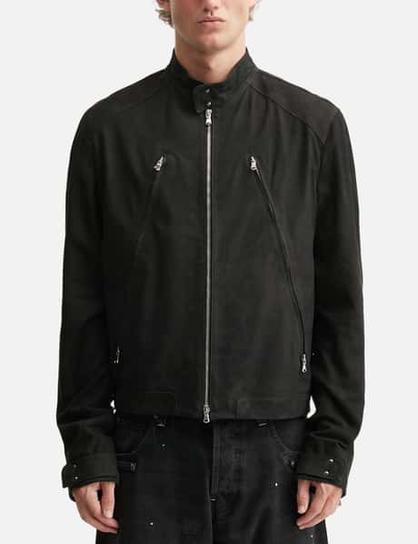 Aged Racer Suede Leather Jacket view 9
