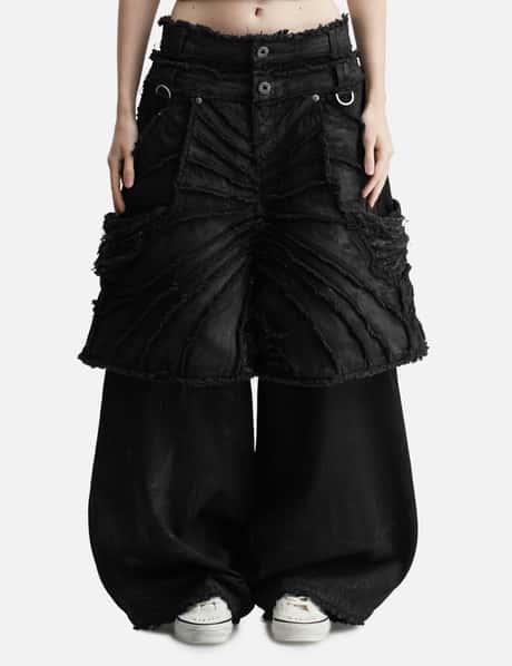 Attached Detachable Waxed Distressed Denims view 7