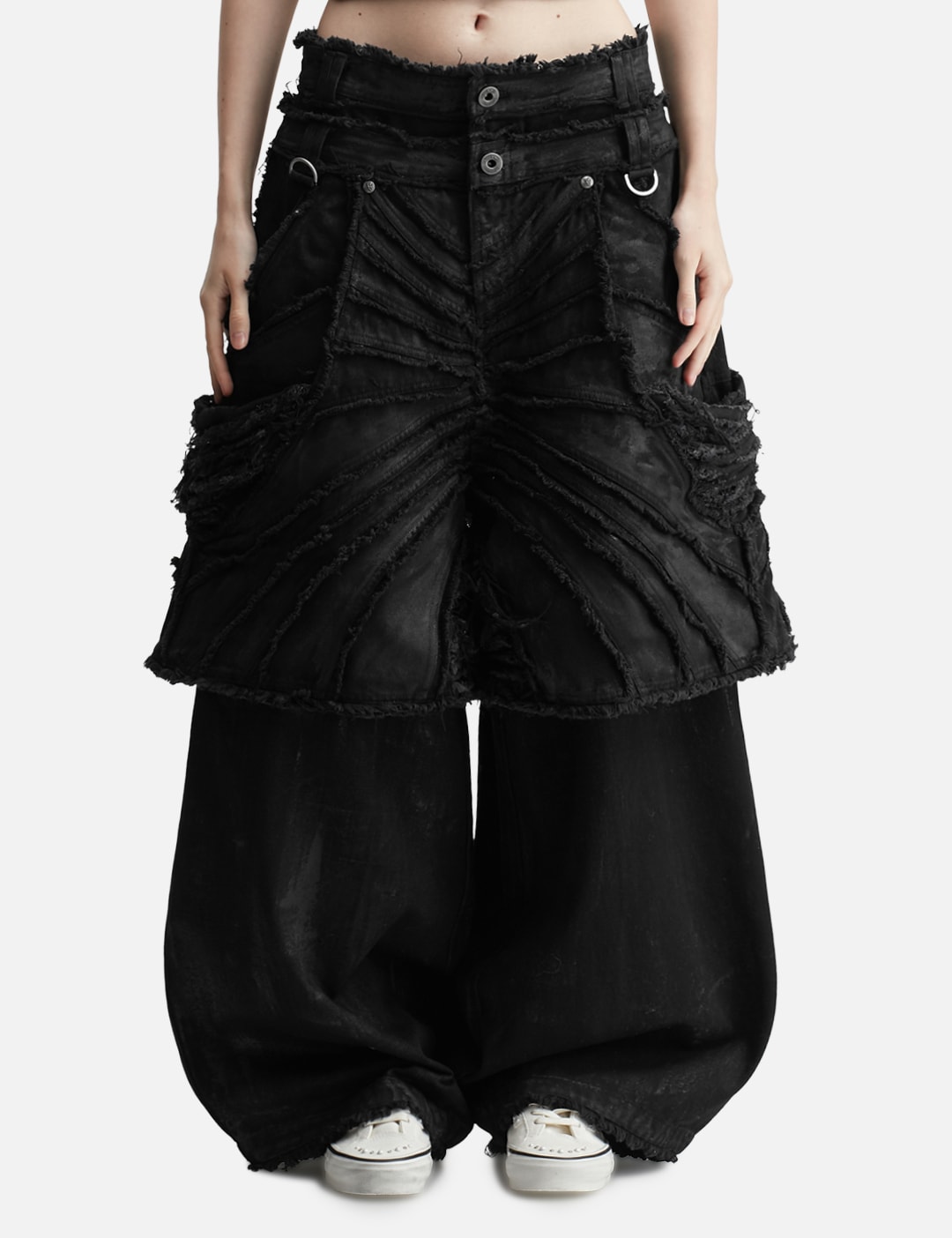 Attached Detachable Waxed Distressed Denims view 19