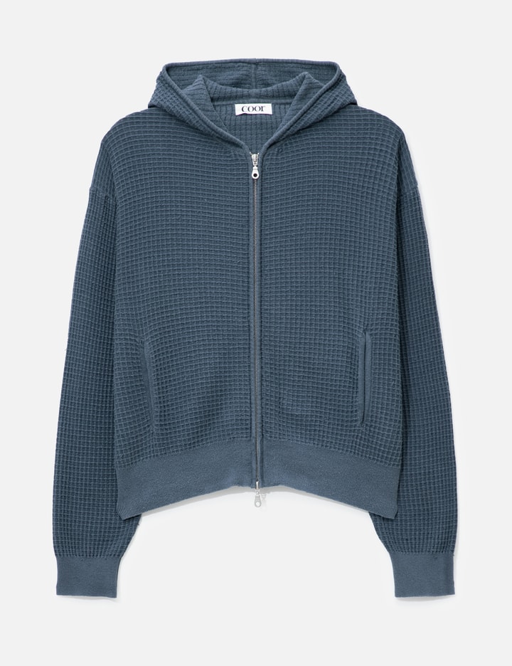Waffle Cotton Color Dyed Hoodie Zip-Up