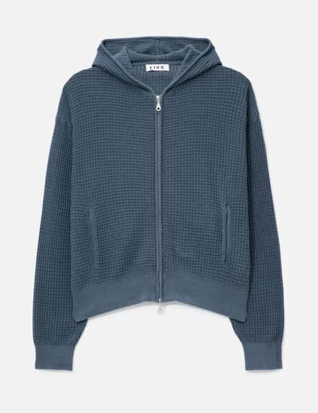 Waffle Cotton Color Dyed Hoodie Zip-Up view 6