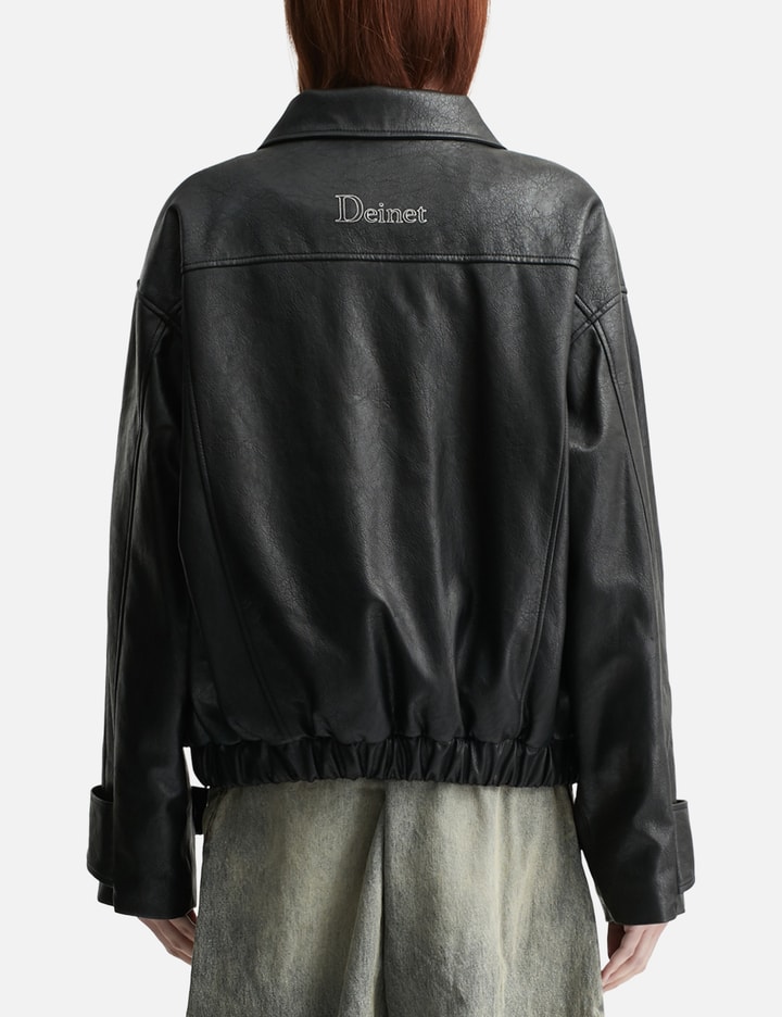 Deinet Faux Leather Bomber Jacket In Black