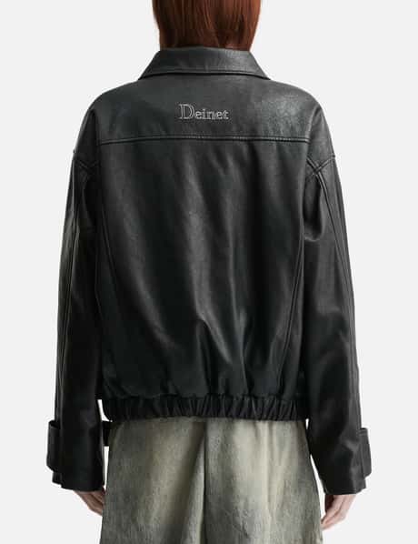 Faux Leather Bomber Jacket view 9