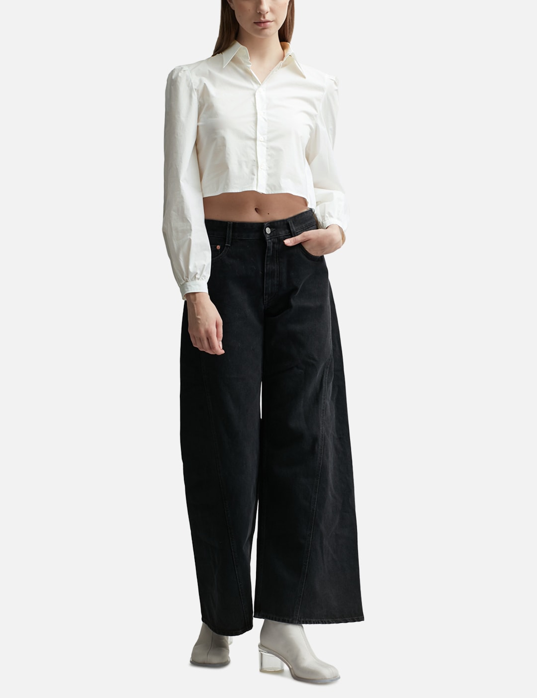Poplin Destructured Cropped Shirt view 18