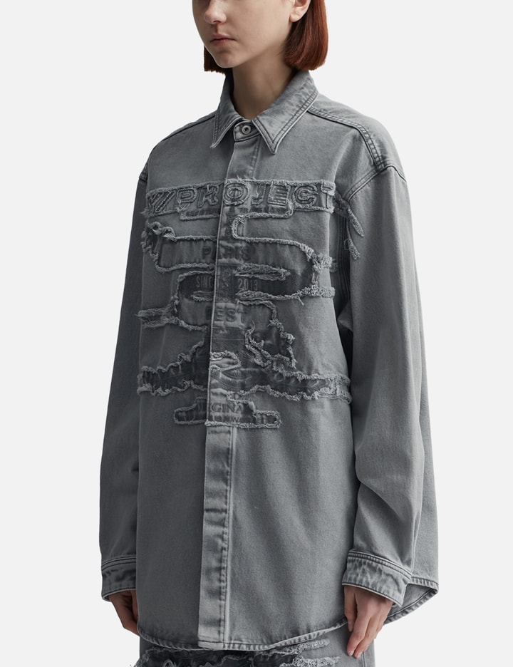 Shop Y/project Paris' Best Patch Denim Shirt In Grey