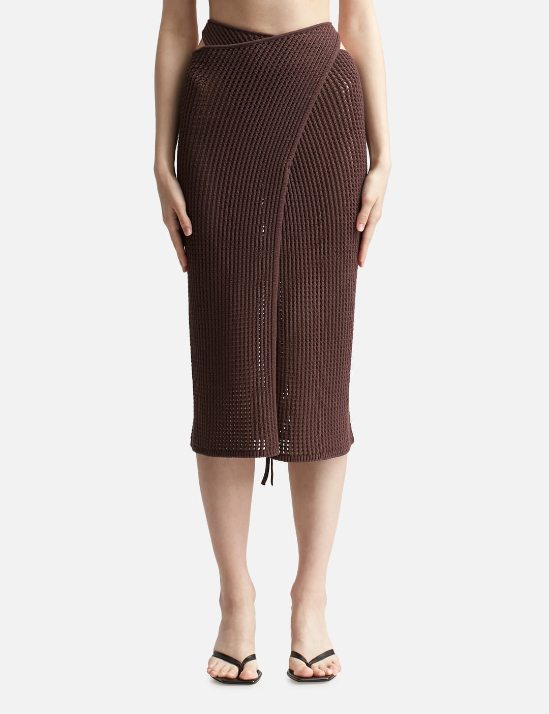 ANDRE?DAMO Crochet Midi Wrap Skirt