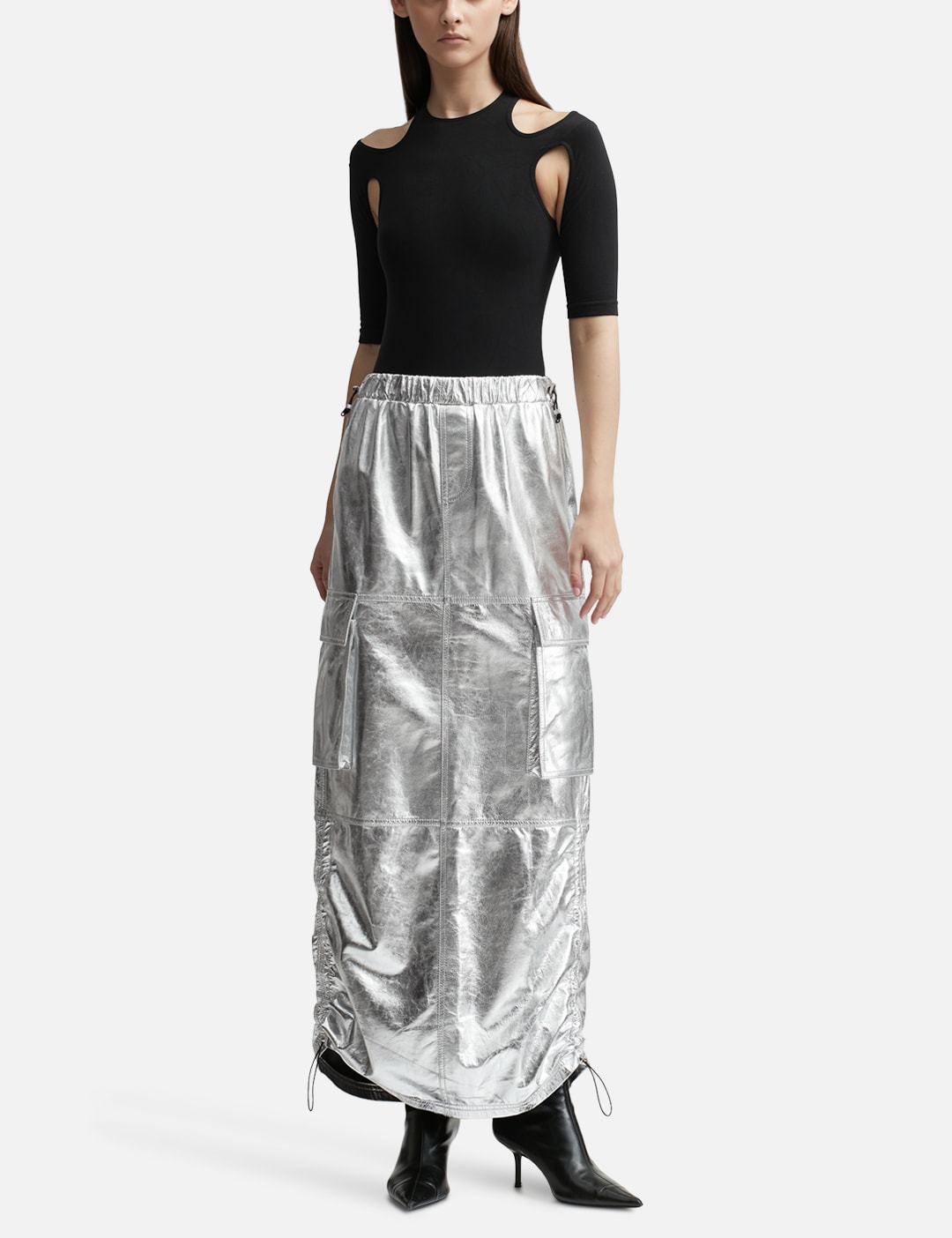WET LEATHER MAXI SKIRT view 12