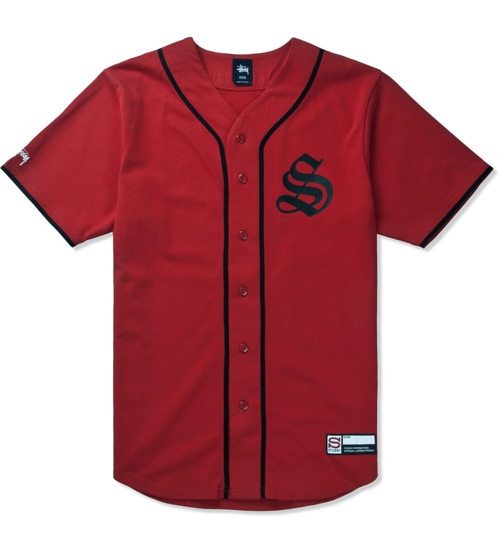 Stüssy Red S Baseball Jersey Shirt