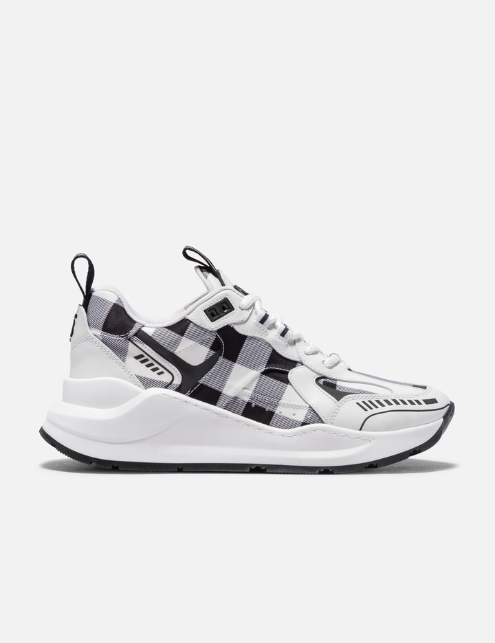 Burberry Check And Leather Sneakers In Multicolor