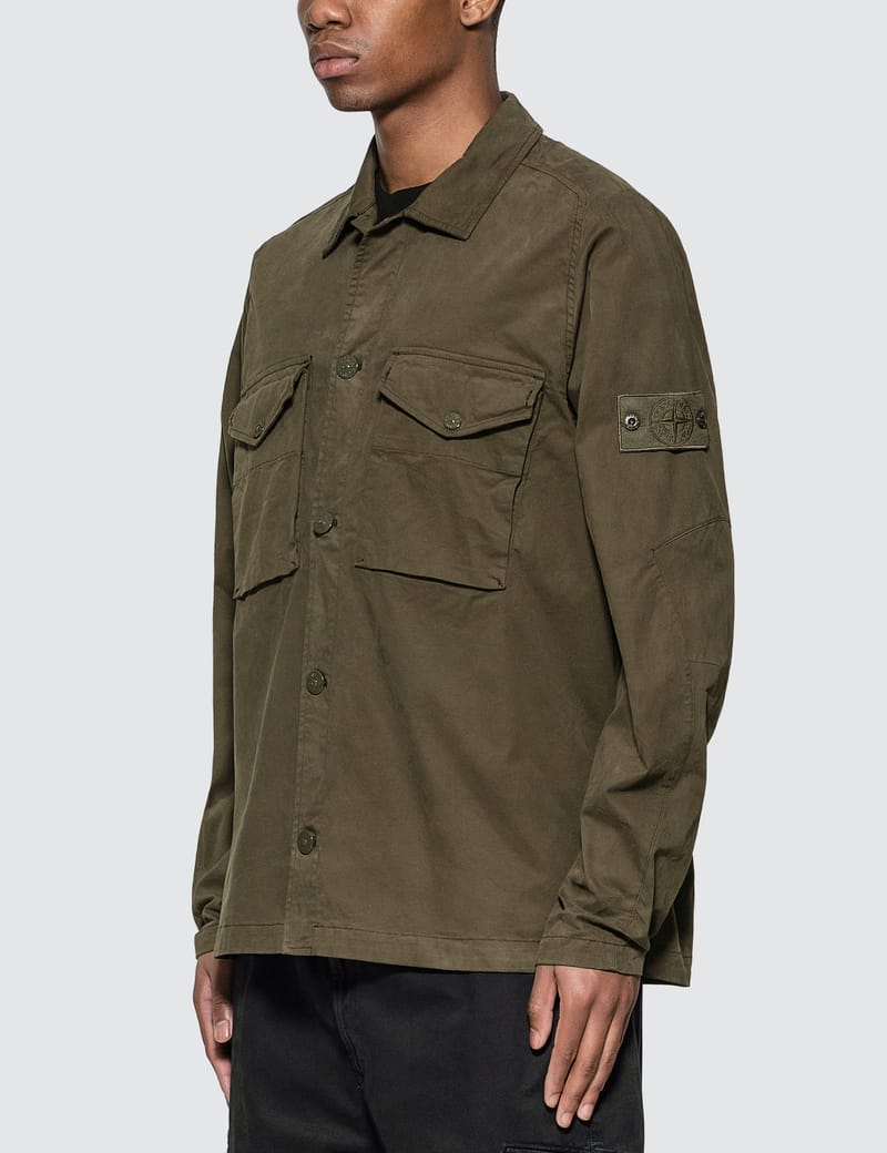 stone island ghost stretch cotton overshirt