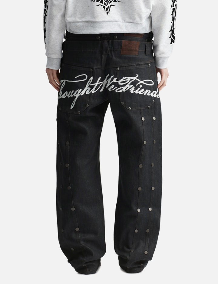 "Gideon" Double-Layered Workpants In Japanese Raw Blue Denim view 4
