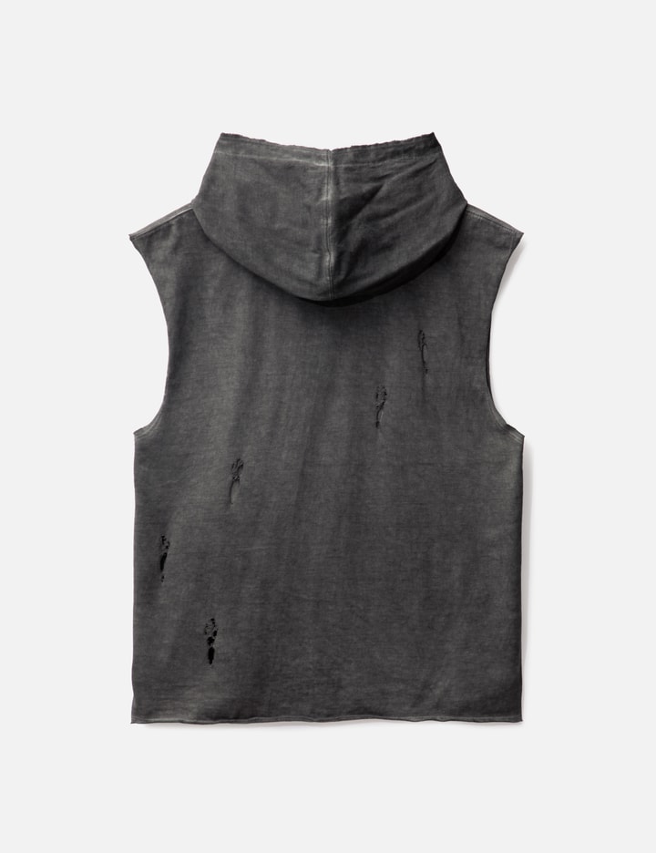 Shop Thug Club Leather Logo Patch Hooded Tank In Grey