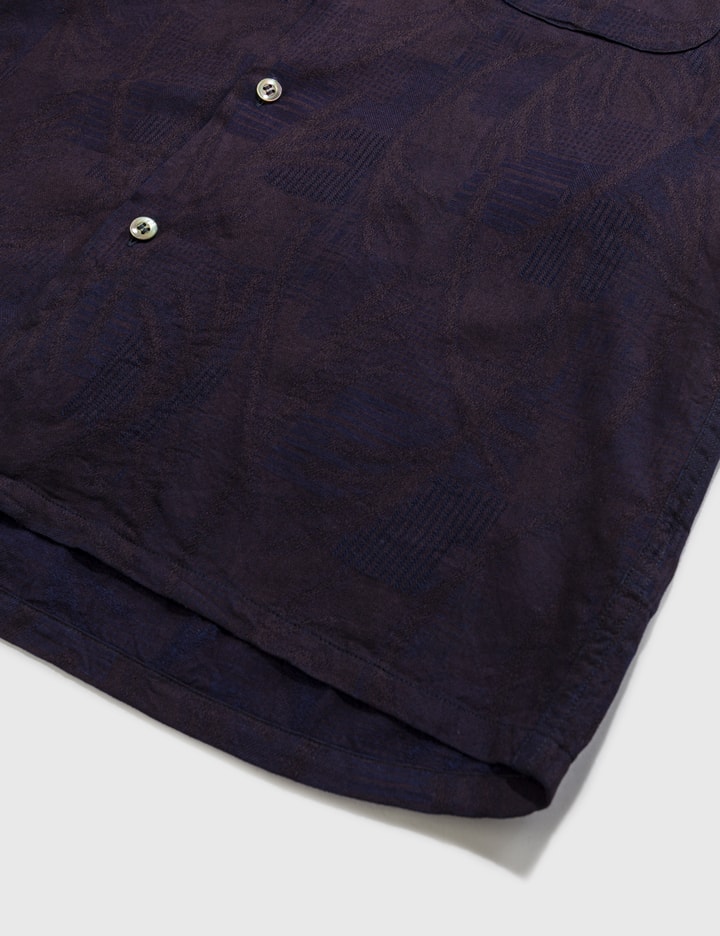 Indigo Pampas Grass Jacquard Open Collar Shirt Placeholder Image